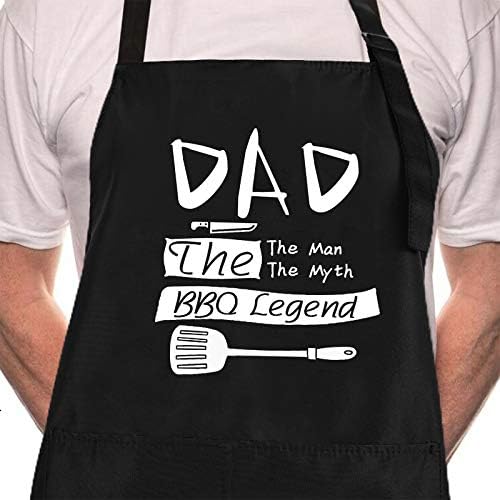 Rosoz Funny Black Chef Aprons for Men, Dad BBQ Legend, Kitchen Cooking by Rosoz