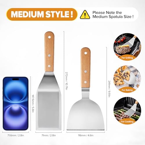 Metal Spatula Turner Set with Wide Beveled Edge - Image 3