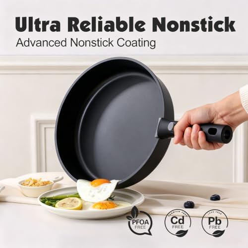SENSARTE 17 Piece Nonstick Detachable Handle Pots and Pans Set Black - Image 4