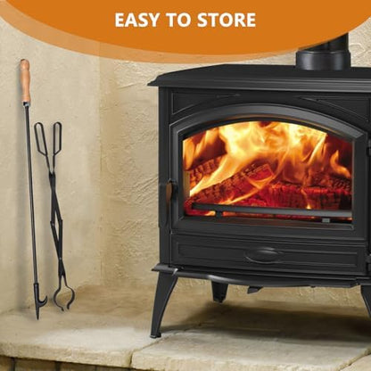himaly 32" Fireplace Fire Pit Poker Stick & 26" Tongs Heavy Duty Tool Set - Image 4