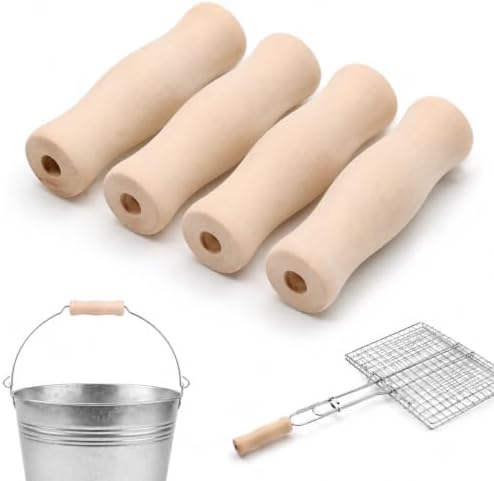 Garneck 4 Pcs Bucket Handle Grips: 8mm Hole Wooden Replacement Handles by GARNECK