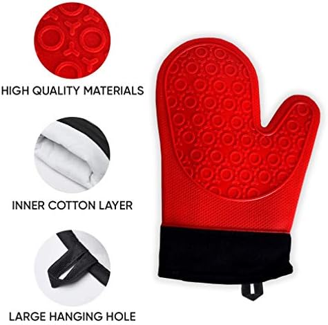 2PCS Red Black Professional Extra Large Silicone Oven Mitts and Pot Holders - Image 3