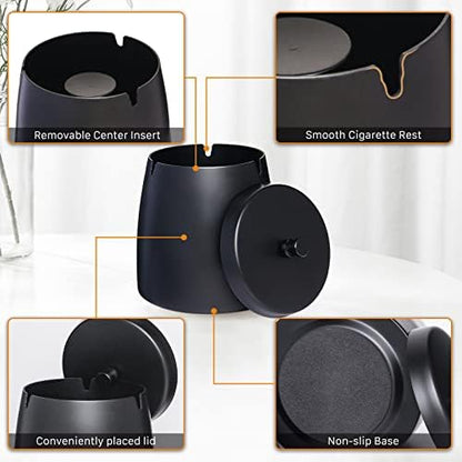 Solid Ashtray with Lid Smell Proof, Smokeless Ashtray - Image 4