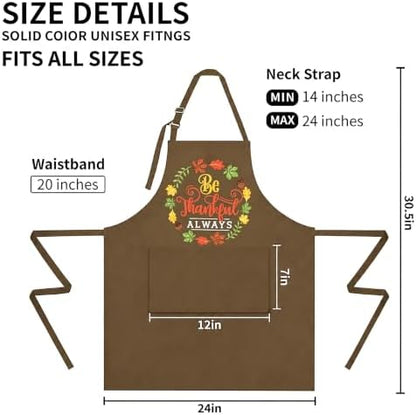 Thanksgiving Apron for Women & Men, Be Thankful Always Fall Kitchen Apron - Image 2
