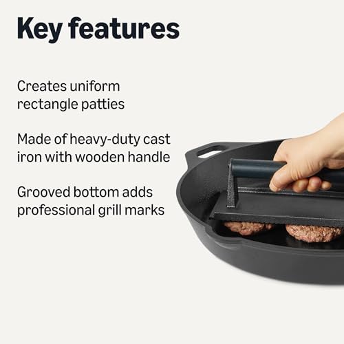 Amazon Basics Smash Burger Press, Cast Iron Bacon Press - Image 2