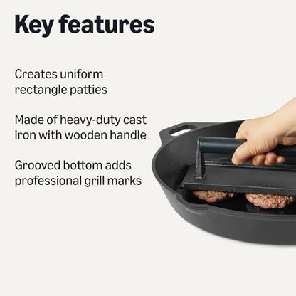 Amazon Basics Smash Burger Press, Cast Iron Bacon Press - Image 2