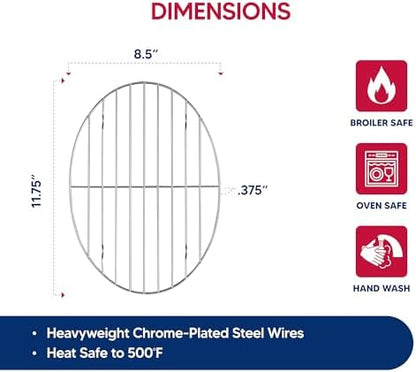HIC Kitchen Roasting Oval Baking Rack, Chrome-Plated Steel Wire, - Image 5