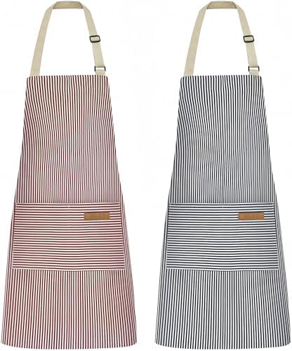NLUS 2 Pack Kitchen Cooking Aprons, Adjustable Bib Soft Chef Apron by NLUS