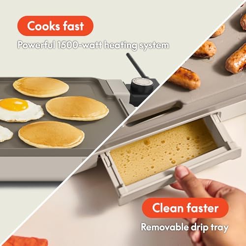 bella 12 x 22 Electric Ceramic Nonstick, Nontoxic Griddle - Image 5