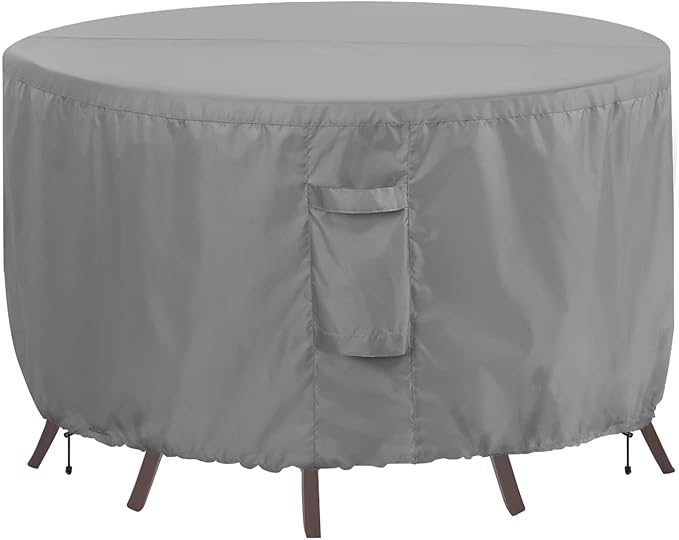 OutdoorLines Outdoor Waterproof Patio Table Furniture Set Covers - Round Couch Sectional Cover Outside Weatherproof Patio Furniture Covering for Deck, Lawn and Backyard 96" DIA x 28" H, Grey