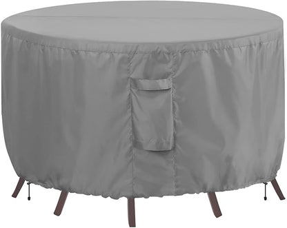 OutdoorLines Outdoor Waterproof Patio Table Furniture Set Covers - Round Couch Sectional Cover Outside Weatherproof Patio Furniture Covering for Deck, Lawn and Backyard 96" DIA x 28" H, Grey