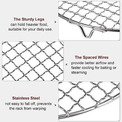HARFINGTON Round Cooking Rack 9-inch 201 Stainless Steel Cross Wire Barbecue - Image 4