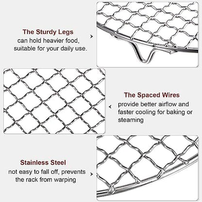 HARFINGTON Round Cooking Rack 9-inch 201 Stainless Steel Cross Wire Barbecue - Image 4