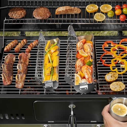 SHIZZO Extra Sturdy Rolling Grill Basket, Removable Handle - Image 5
