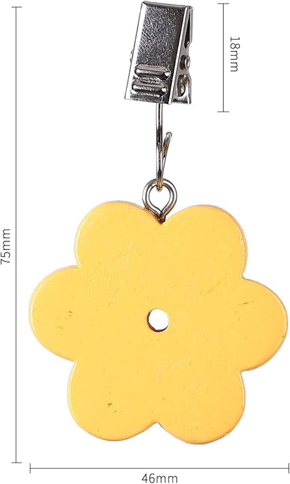 TwoFish Home Set of 4 Yellow Flower Resin Table Cover Tablecloth Weights Clips Handicraft Yellow Flower Tablecloth Clamps Pack of 4