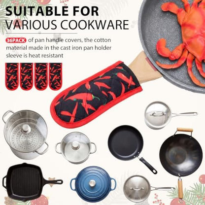 Dandat 36 Pcs Cast Iron Pan Handle Holder Silicone - Image 4