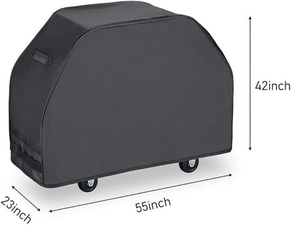 Grill Cover 55 Inch, Heavy Duty Waterproof BBQ Cover, Gas Grill Cover for Weber, Char-Broil, Brinkmann, 55" W x 23" D x 42" H