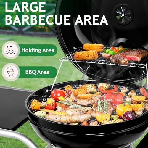 Cooking Barbecue Grill Cart, 25.2 inch Kettle Charcoal Grill - Image 5