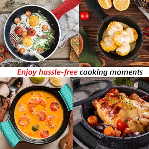 4 Pack Silicone Hot Handle Holder Cover Cast Iron Handle Cover Silicone Pot - Image 6