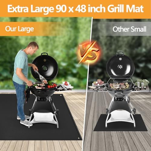 TOHONFOO Large Grill Mats for Outdoor Grill Deck Protector 90 x 48 x 0.02in - Image 2