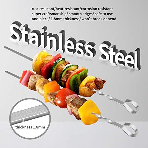 Skewers for Kabobs, Reusable Grill Shish BBQ Barbecue Sticks for Meat Chicken - Image 3