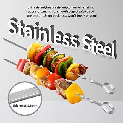 Skewers for Kabobs, Reusable Grill Shish BBQ Barbecue Sticks for Meat Chicken - Image 3