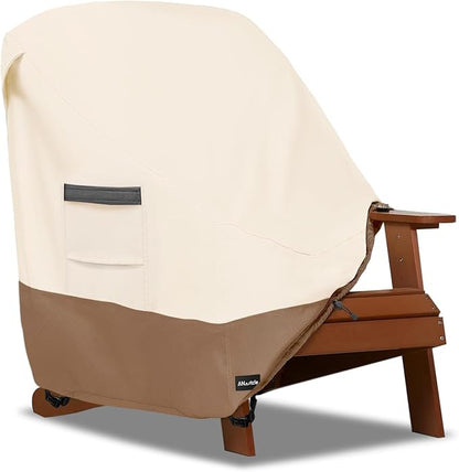 Patio Adirondack Chair Cover 2 Pack,600D Waterproof Heavy Duty Outdoor Chair Covers,Adirondack Chair Covers(30W x 34D x 36H inches),Patio Furniture Covers,Beige&Brown