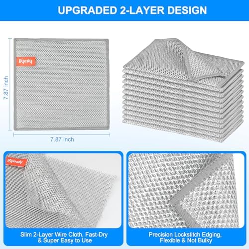 Non-Scratch Silver Mesh Dish Cloths, 12+1 Pack 2-Layer Metallic Fiber Cleaning - Image 3