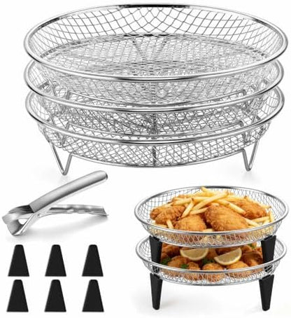 P&P CHEF 7.9'' Round Air Fryer Rack Set of 3, Air Fryer Basket by PPCHEF