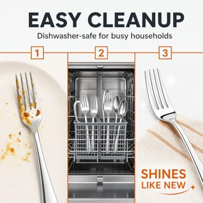 NICE KITCHEN 32 Pieces Dinner Forks Set, Stainless Steel Dinner Fork - Image 6