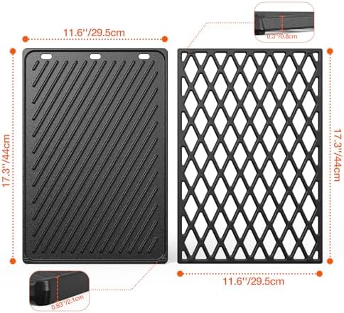 onlyfire Reversible Cast Iron Griddle and Cooking Grate Combo Set - Image 2