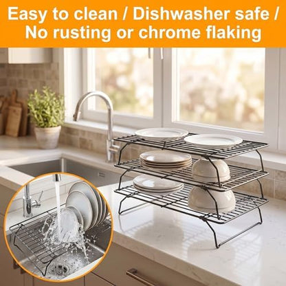 Cooling Rack for Baking, 3-Tier Stackable Wire Rack 10"x15.8" - Image 6