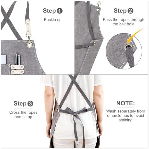 Hongsome Cotton Canvas Cross Back Apron - Image 4