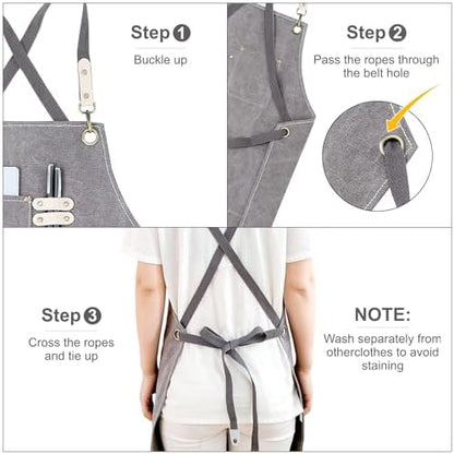 Hongsome Cotton Canvas Cross Back Apron - Image 4