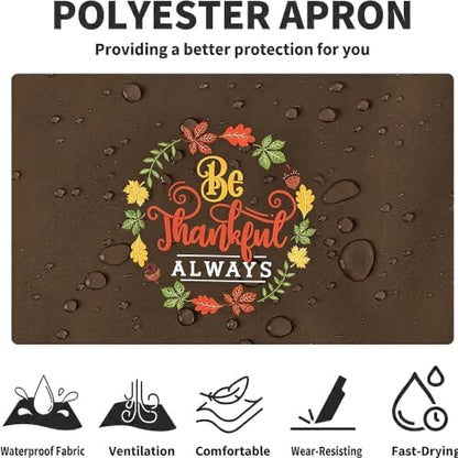 Thanksgiving Apron for Women & Men, Be Thankful Always Fall Kitchen Apron - Image 3