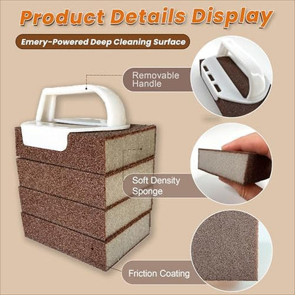 8 Pack Carborundum Sponge with 2 Handles–High Density Emery Sponge Scrubber - Image 5