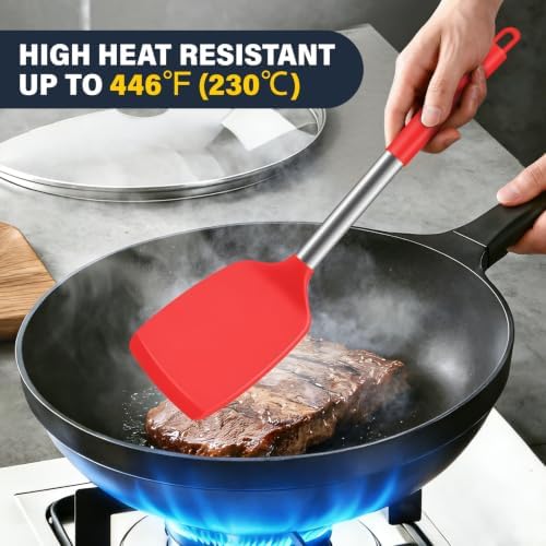 2 Pack Silicone Spatula Set, Solid & Slotted Turner - Image 3