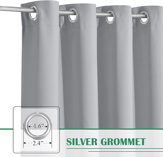 Outdoor Curtains W52 x L108 Inch Silver Grey, 1 Panel | Patio Waterproof - Image 2