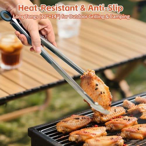 Stainless Steel BBQ Grill Tongs Set of 3, 9/12/14 Inch Locking Tongs - Image 3