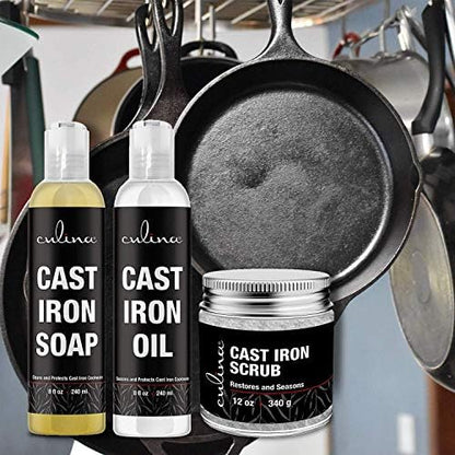 Culina Supreme Cast Iron Care Set: Restoring Scrub, Cleaning Soap & - Image 4