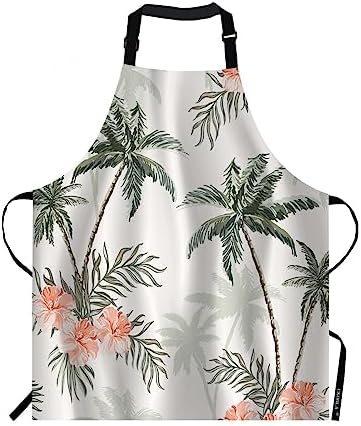 EKOBLA Palm Trees And Cheetah Floral Aprons Vintage Outdoor Tropical Leaves by EKOBLA