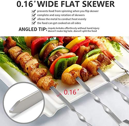 Skewers for Kabobs, Reusable Grill Shish BBQ Barbecue Sticks for Meat Chicken - Image 5