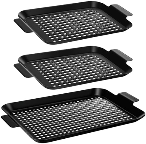 3 Pack Grill Tray for Outdoor Grill Stainless Steel Nonstick Grilling Baskets by Unknown