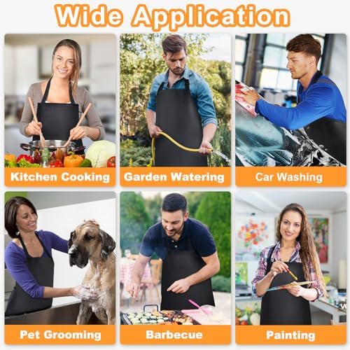 4 Pack Waterproof Rubber Apron, Adjustable Black Apron - Image 5