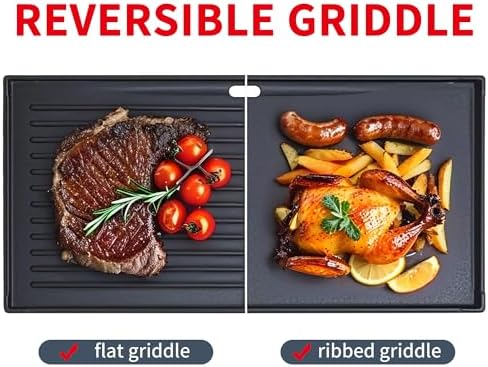 17" Reversible Cast Iron Griddle & Grill Pan - Image 3