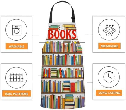 WONDERTIFY Apron with Books Collection and Ladder Library, Bib Apron - Image 4
