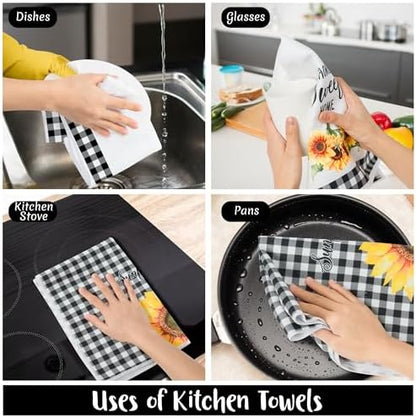 R HORSE 5Pcs Funny Sunflower Kitchen Towels Dish Towel Baking Lover Gift - Image 6