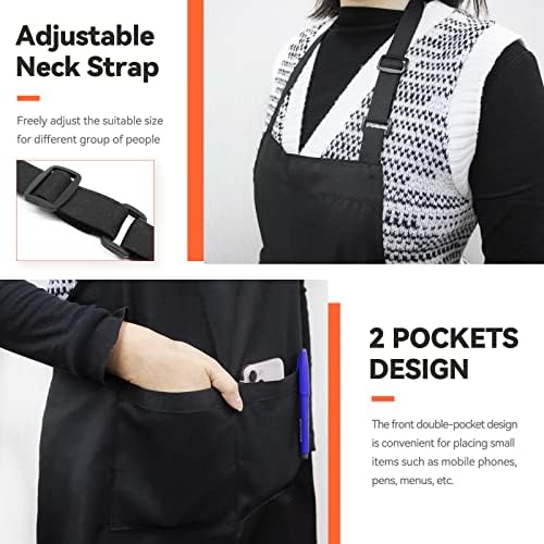 NLUS 2 Pack Kitchen Cooking Aprons, Adjustable Bib Soft Chef Apron - Image 4