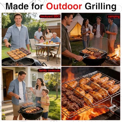Grill Basket Set – Stainless Steel Folding BBQ Basket - Image 7