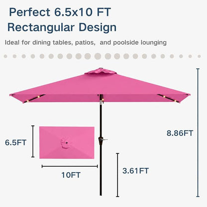 6.5 x 10ft Rectangular Patio Umbrella - Image 3